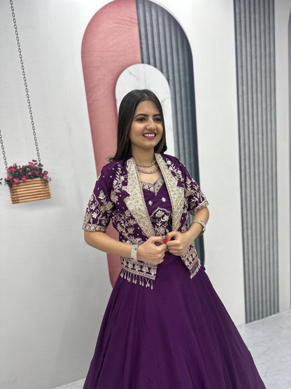 Function Wear Purple Color Sequence  Embroidery Lehenga Choli Set