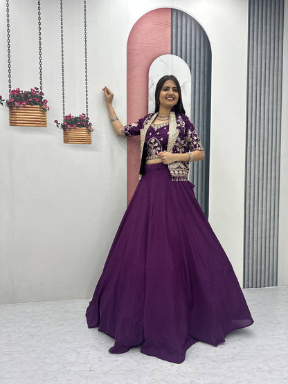 Function Wear Purple Color Sequence  Embroidery Lehenga Choli Set