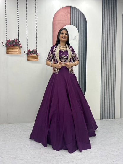 Function Wear Purple Color Sequence  Embroidery Lehenga Choli Set