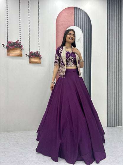 Function Wear Purple Color Sequence  Embroidery Lehenga Choli Set