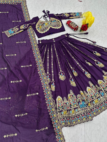 Occasion Wear Purple Color Sequence Embroidered Lehenga Choli