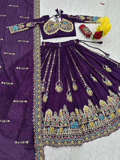 Occasion Wear Purple Color Sequence Embroidered Lehenga Choli