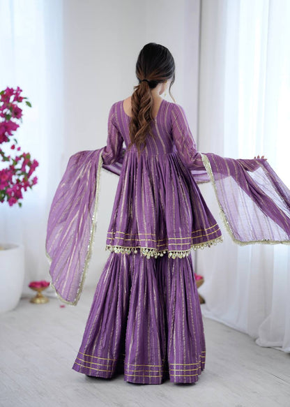 Arti Chauhan Wear Lavender Color Handwork Designer Sharara Suit