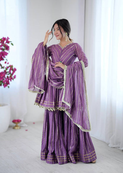 Arti Chauhan Wear Lavender Color Handwork Designer Sharara Suit