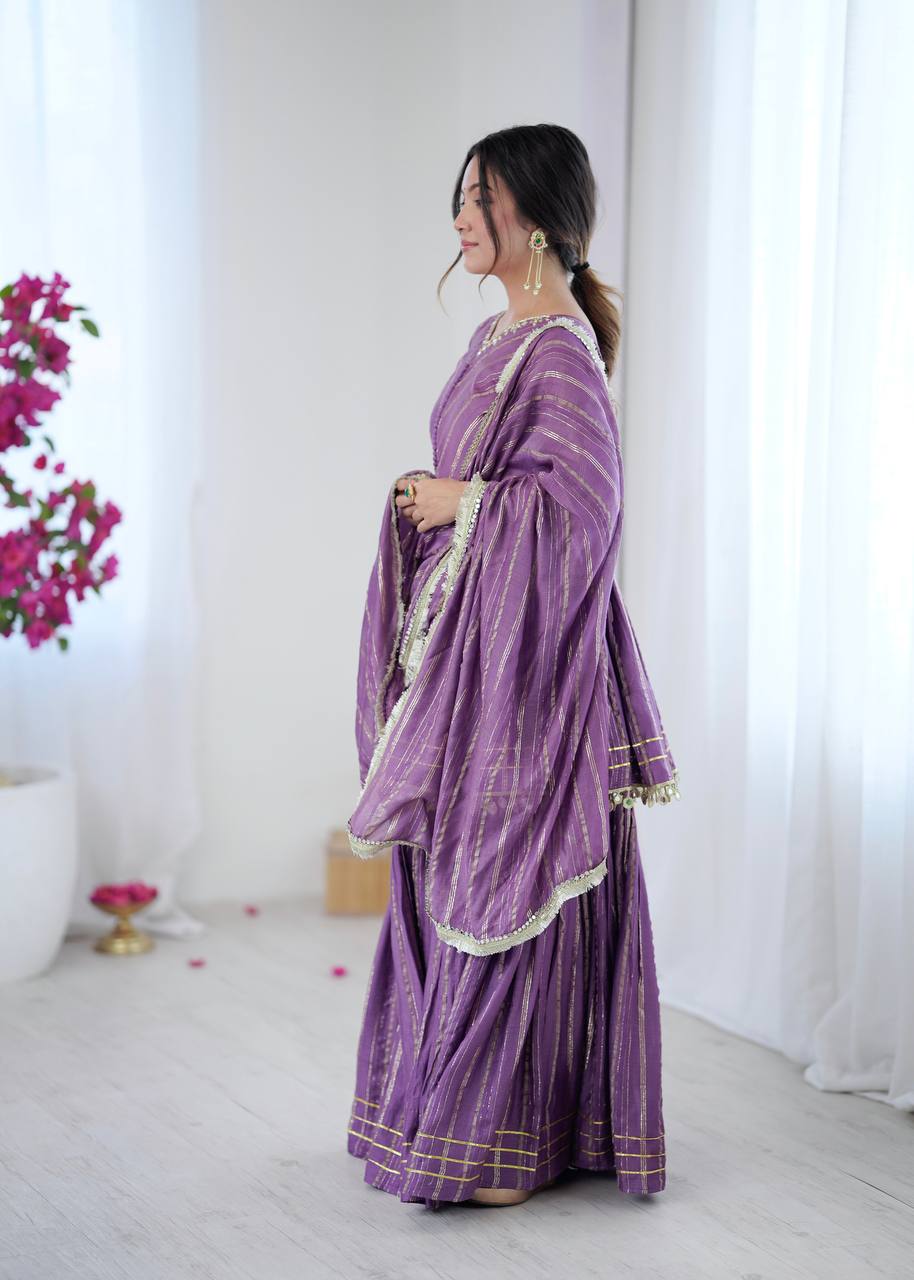 Arti Chauhan Wear Lavender Color Handwork Designer Sharara Suit