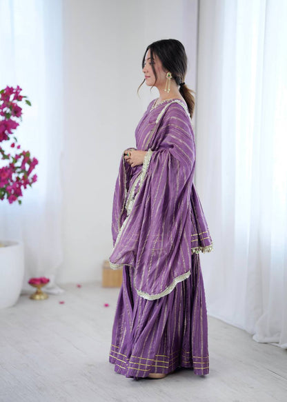 Arti Chauhan Wear Lavender Color Handwork Designer Sharara Suit