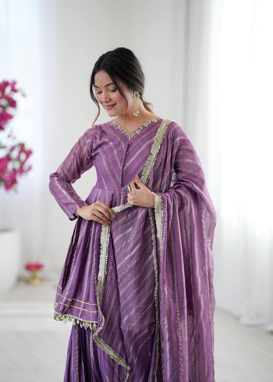 Arti Chauhan Wear Lavender Color Handwork Designer Sharara Suit