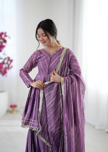 Arti Chauhan Wear Lavender Color Handwork Designer Sharara Suit