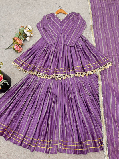 Arti Chauhan Wear Lavender Color Handwork Designer Sharara Suit