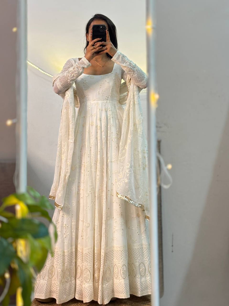 Wedding Wear White Color Embroidered Designer Anarkali Suit