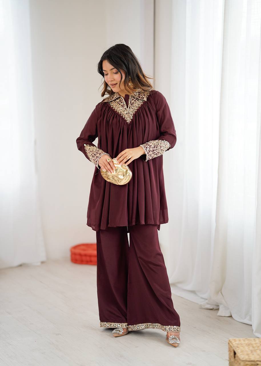 Arti Chauhan's Brown Color Designer Co-Ord Set