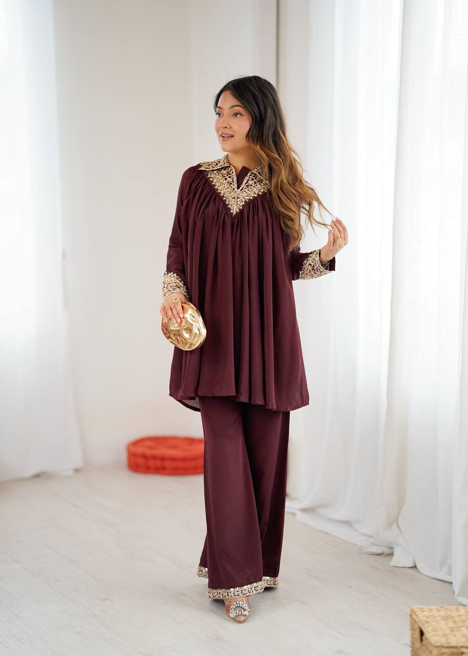 Arti Chauhan's Brown Color Designer Co-Ord Set