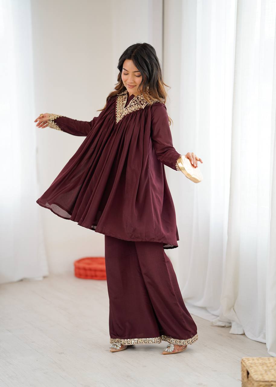 Arti Chauhan's Brown Color Designer Co-Ord Set