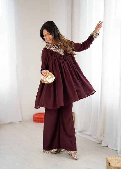 Arti Chauhan's Brown Color Designer Co-Ord Set