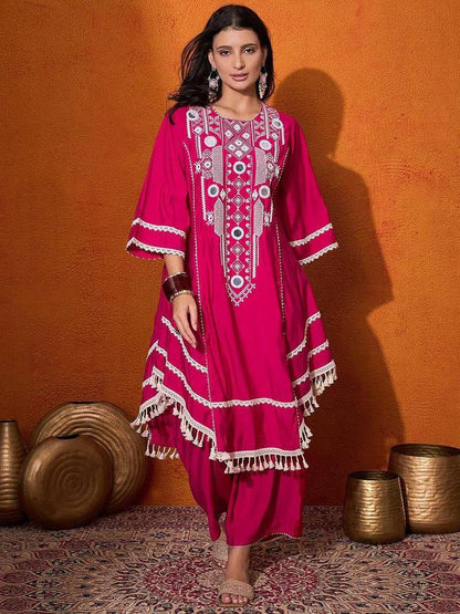 Festive Wear Pink Color Pure Cotton Designer CO-Ord Set
