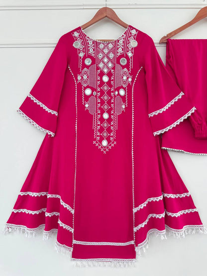 Festive Wear Pink Color Pure Cotton Designer CO-Ord Set