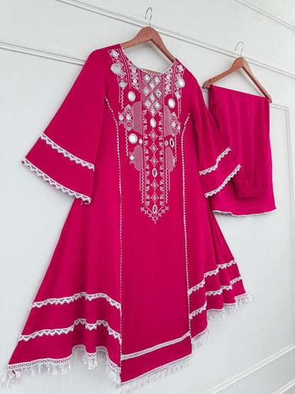 Festive Wear Pink Color Pure Cotton Designer CO-Ord Set