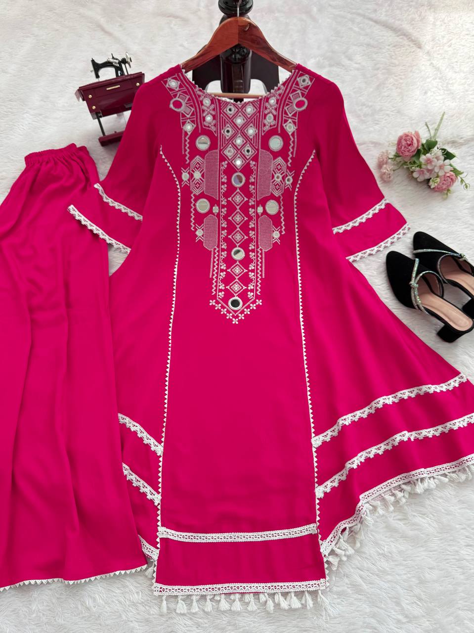 Festive Wear Pink Color Pure Cotton Designer CO-Ord Set