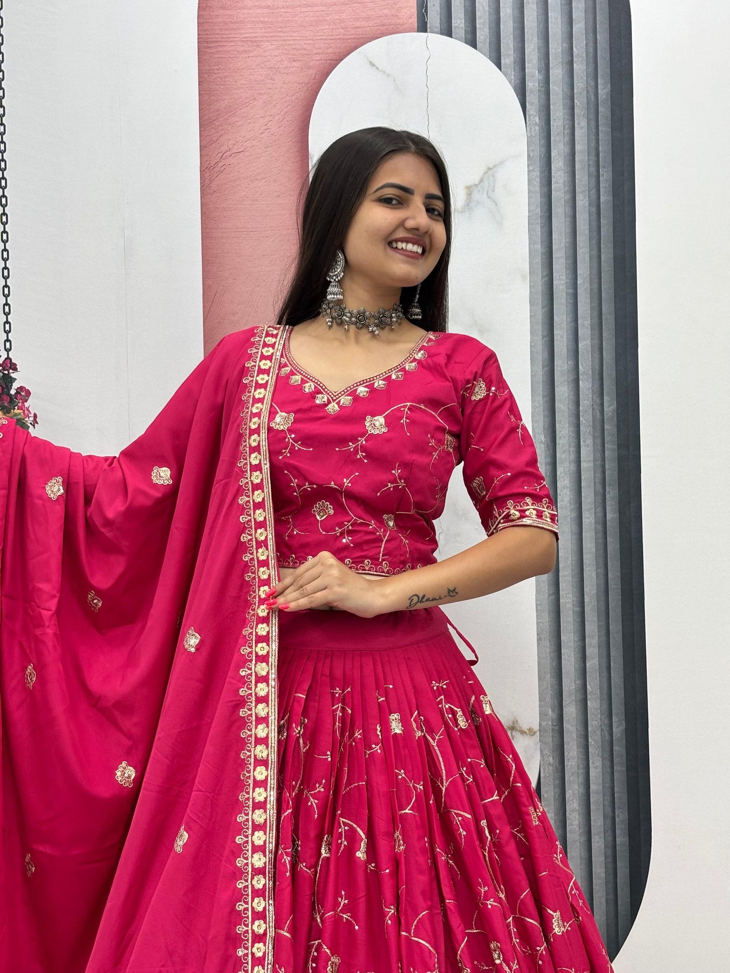 Bollywood Style Pink Color Sequence Heavy Embroidered Lehenga Choli