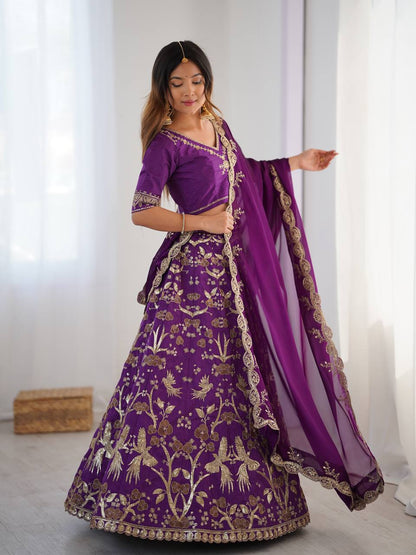 Elegance Purple Color Heavy Thai Silk With Sequins Work Lehenga Choli