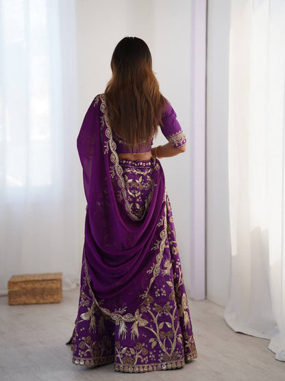 Elegance Purple Color Heavy Thai Silk With Sequins Work Lehenga Choli