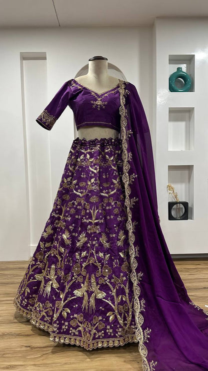 Elegance Purple Color Heavy Thai Silk With Sequins Work Lehenga Choli