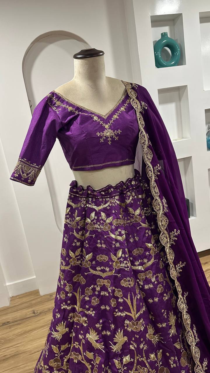 Elegance Purple Color Heavy Thai Silk With Sequins Work Lehenga Choli