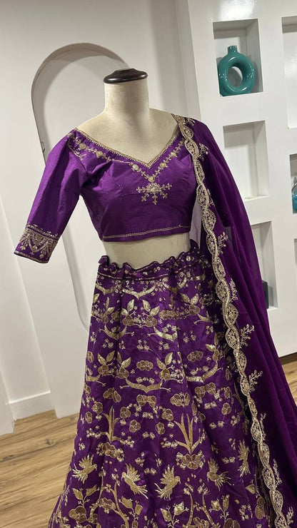 Elegance Purple Color Heavy Thai Silk With Sequins Work Lehenga Choli