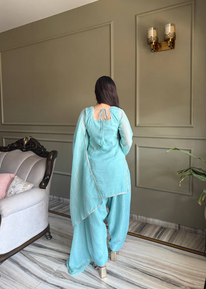 Imposing Sky Blue Color Farshi Salwar suit Set