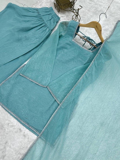 Imposing Sky Blue Color Farshi Salwar suit Set