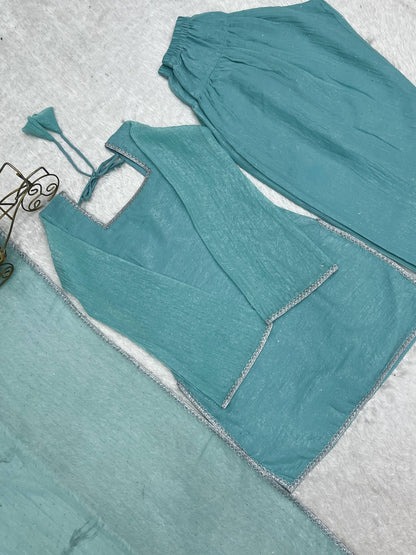Imposing Sky Blue Color Farshi Salwar suit Set