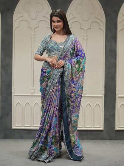 Occasion Wear MultiColor Desigenr Saree