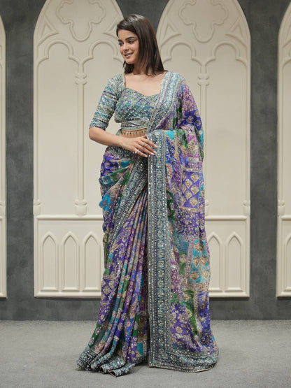 Occasion Wear MultiColor Desigenr Saree