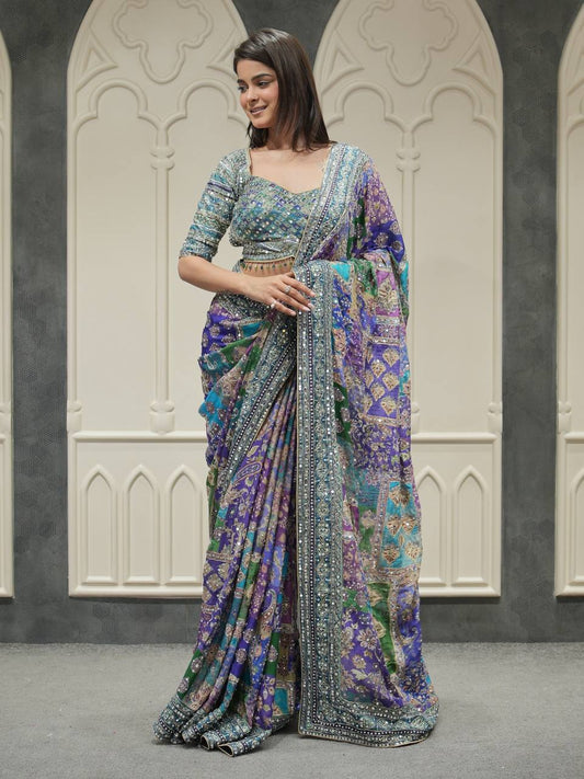 Occasion Wear MultiColor Desigenr Saree