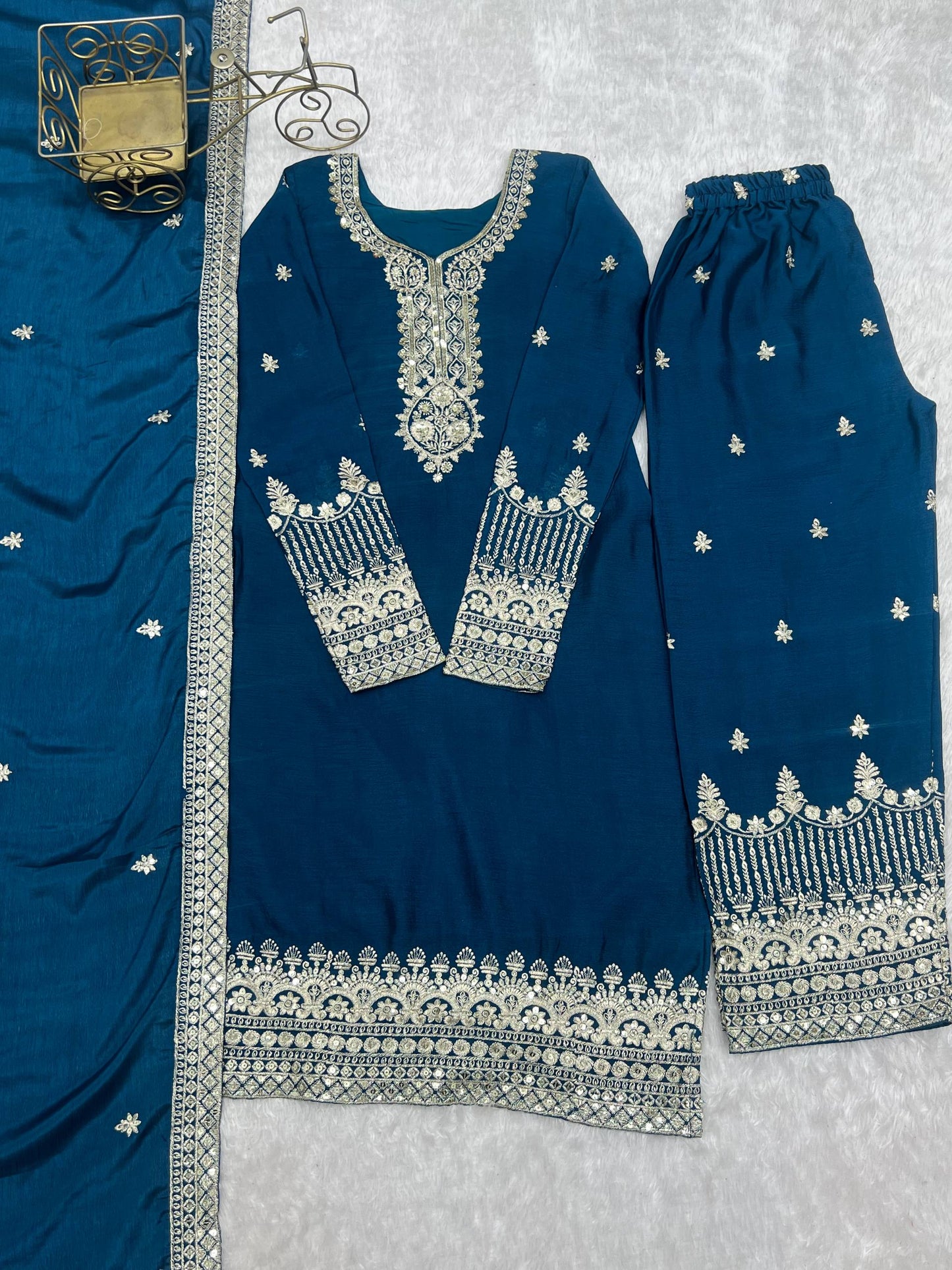 Ravishing Blue Color Sequence Embroidered Kurta Set