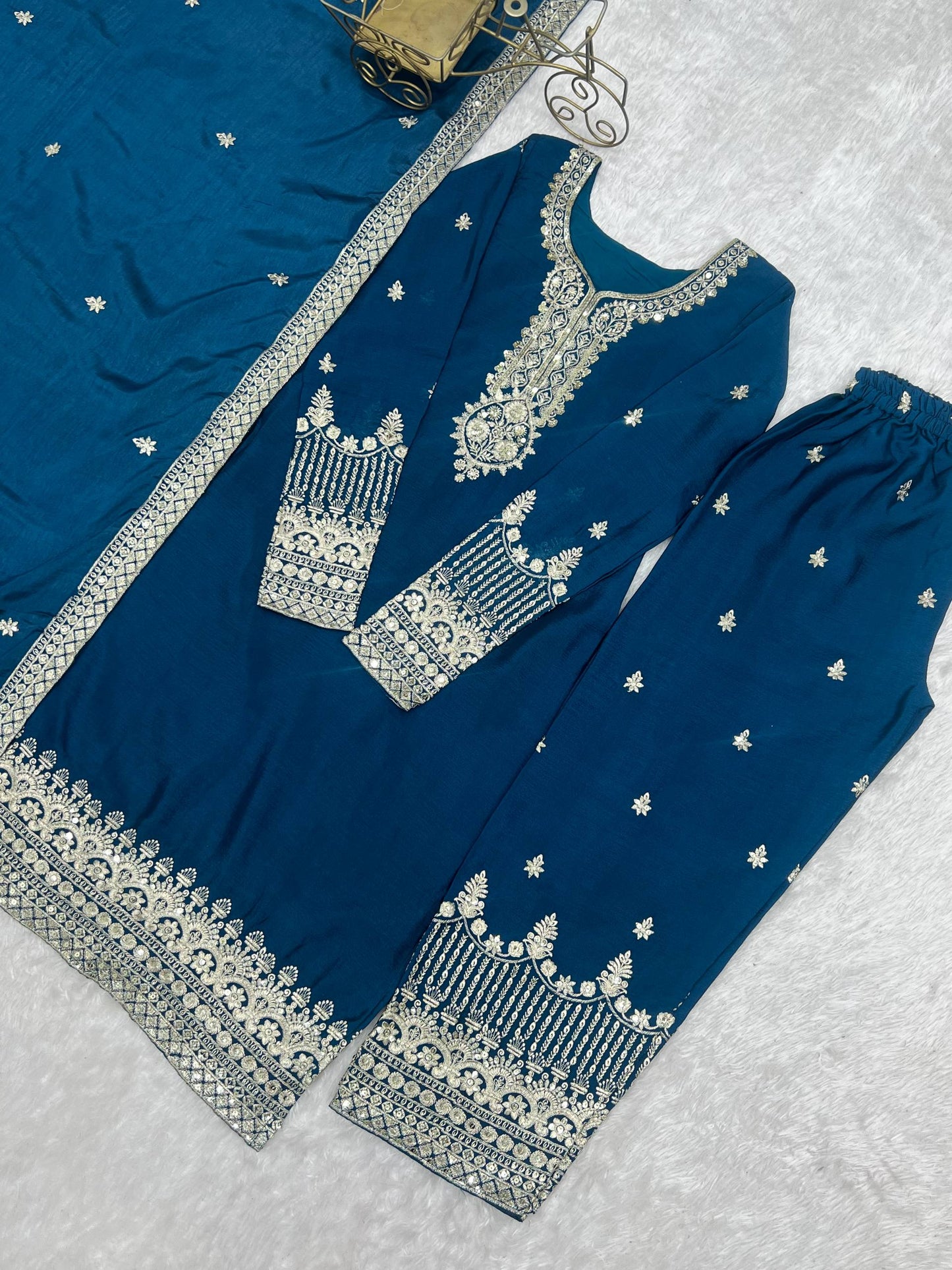 Ravishing Blue Color Sequence Embroidered Kurta Set