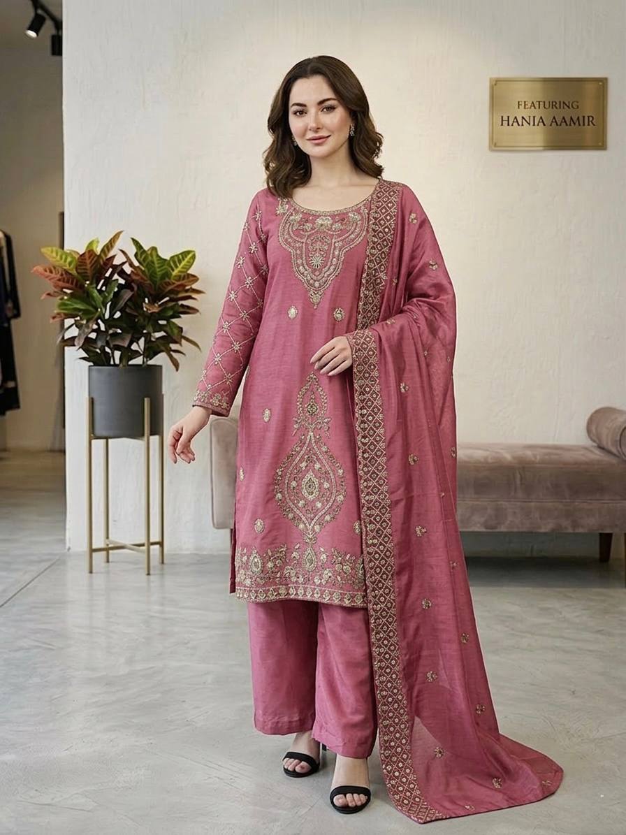 Party Wear Peach Color Embroidery Beads Work Sharara Suit Set