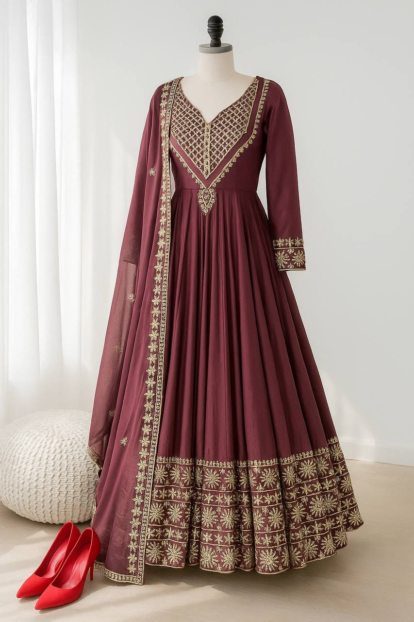 Beautiful Embroidered Fully Flair Designer Anarkali Suit