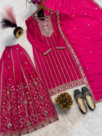Gorgeous Embroidered Designer Palazzo Suit