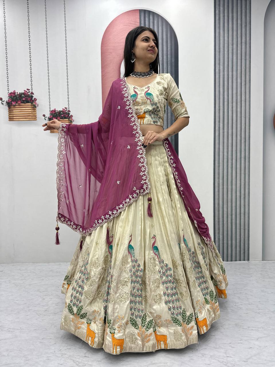Wedding Wear Pure Tissue Silk With Heavy Thread And Sequence Work Designer Lehenga Choli