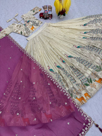 Wedding Wear Pure Tissue Silk With Heavy Thread And Sequence Work Designer Lehenga Choli
