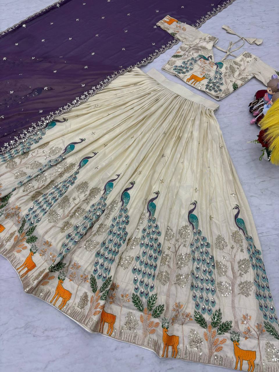 Function Wear Wear Pure Tissue Silk With Heavy Thread And Sequence Work Designer Lehenga Choli
