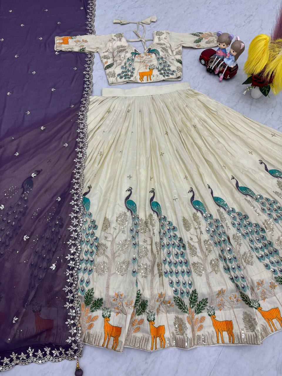 Function Wear Wear Pure Tissue Silk With Heavy Thread And Sequence Work Designer Lehenga Choli