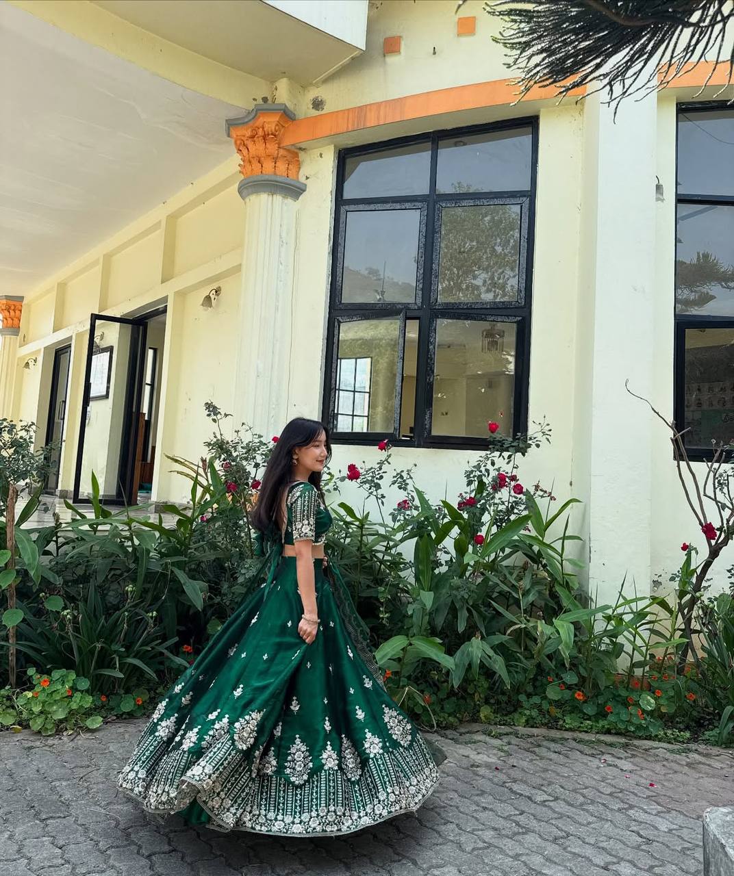 Fabulous Green Color Jimmy Choo Silk With Embroidery Sequence Work Lehenga Choli