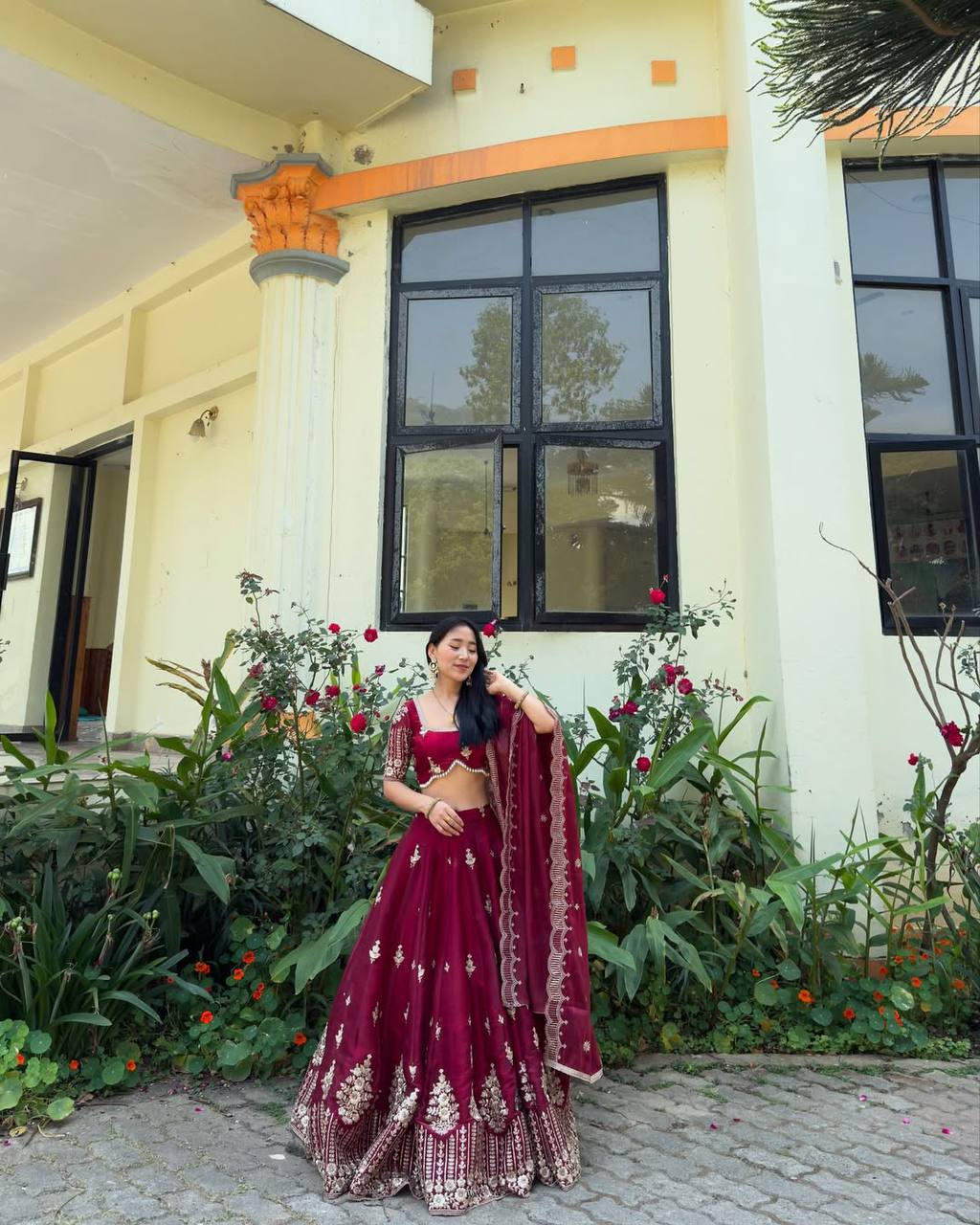Fabulous Maroon Color Jimmy Choo Silk With Embroidery Sequence Work Lehenga Choli