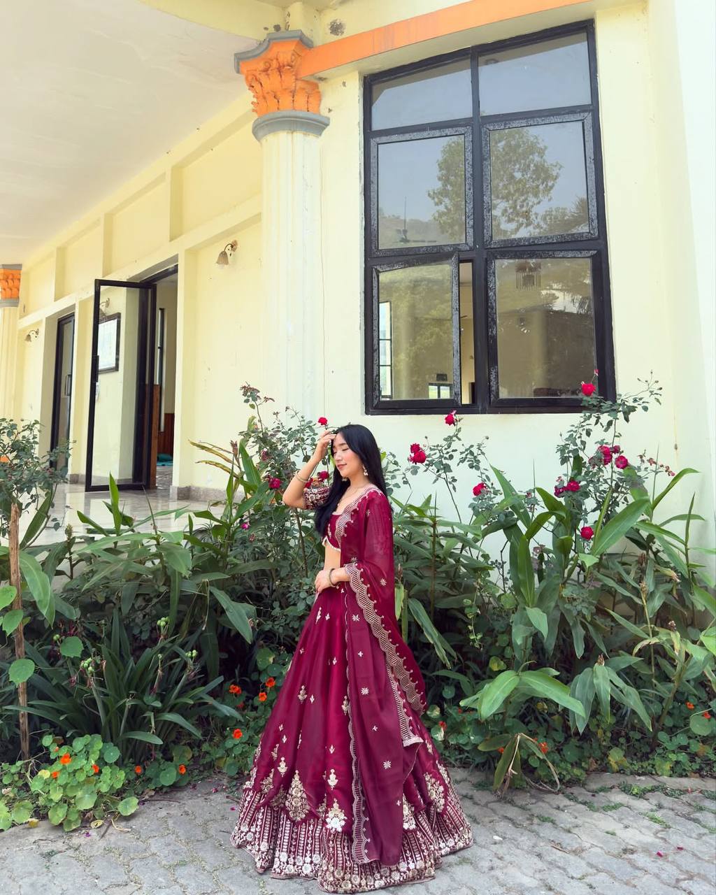 Fabulous Maroon Color Jimmy Choo Silk With Embroidery Sequence Work Lehenga Choli