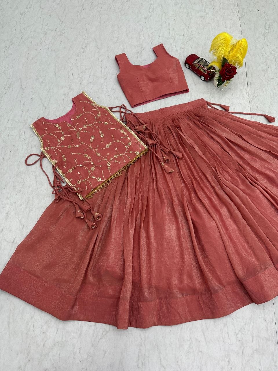 Celebrity Style Pink Color Sequence Lehenga With Jacket
