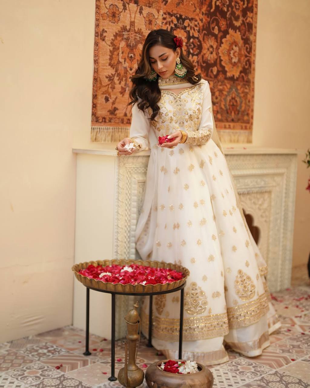 Party Wear Off White Color Designer Gown With Lehenga Set