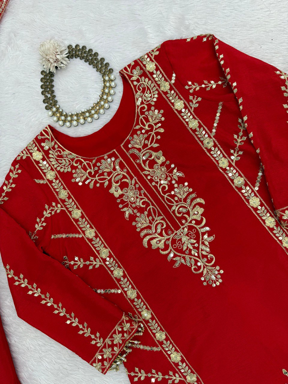 Wedding Wear Orange Color Thread Work Sharara Set