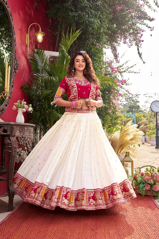 Blissful Pink Color Heavy Embroidery Thread Work Lehenga Choli With Koti